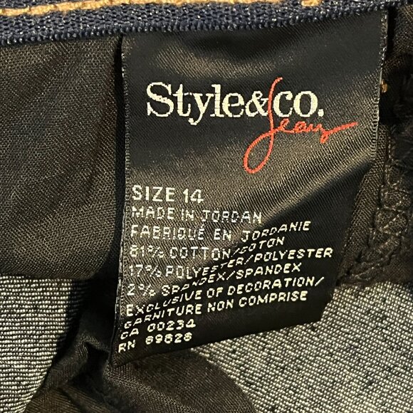 Style & Co Dark Wash Straight Leg Jeans Size 14 L Stretch Denim - Picture 11 of 11